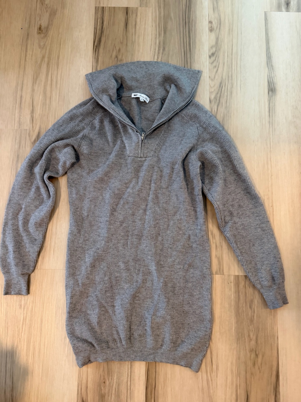 Wayf Gray Zip-Front Ribbed Sweater